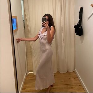 Reformation Cilian Open Back Ruffle Silk Crepe Midi Dress